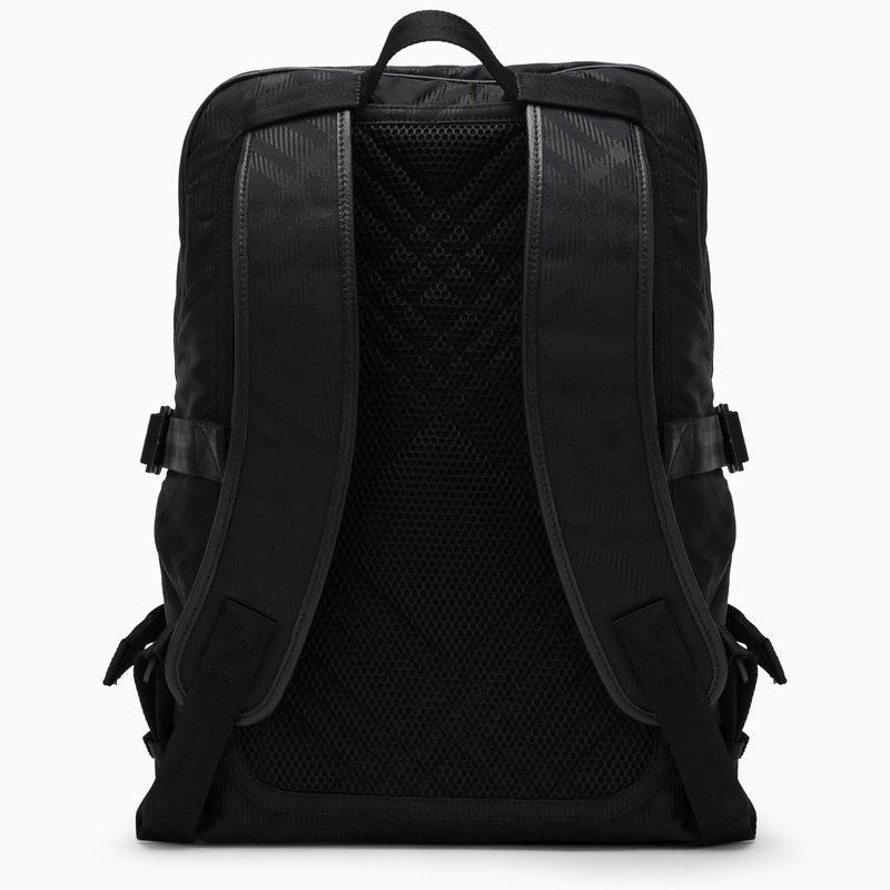 Shop Burberry Men's Black Jacquard Check Backpack For Ss24