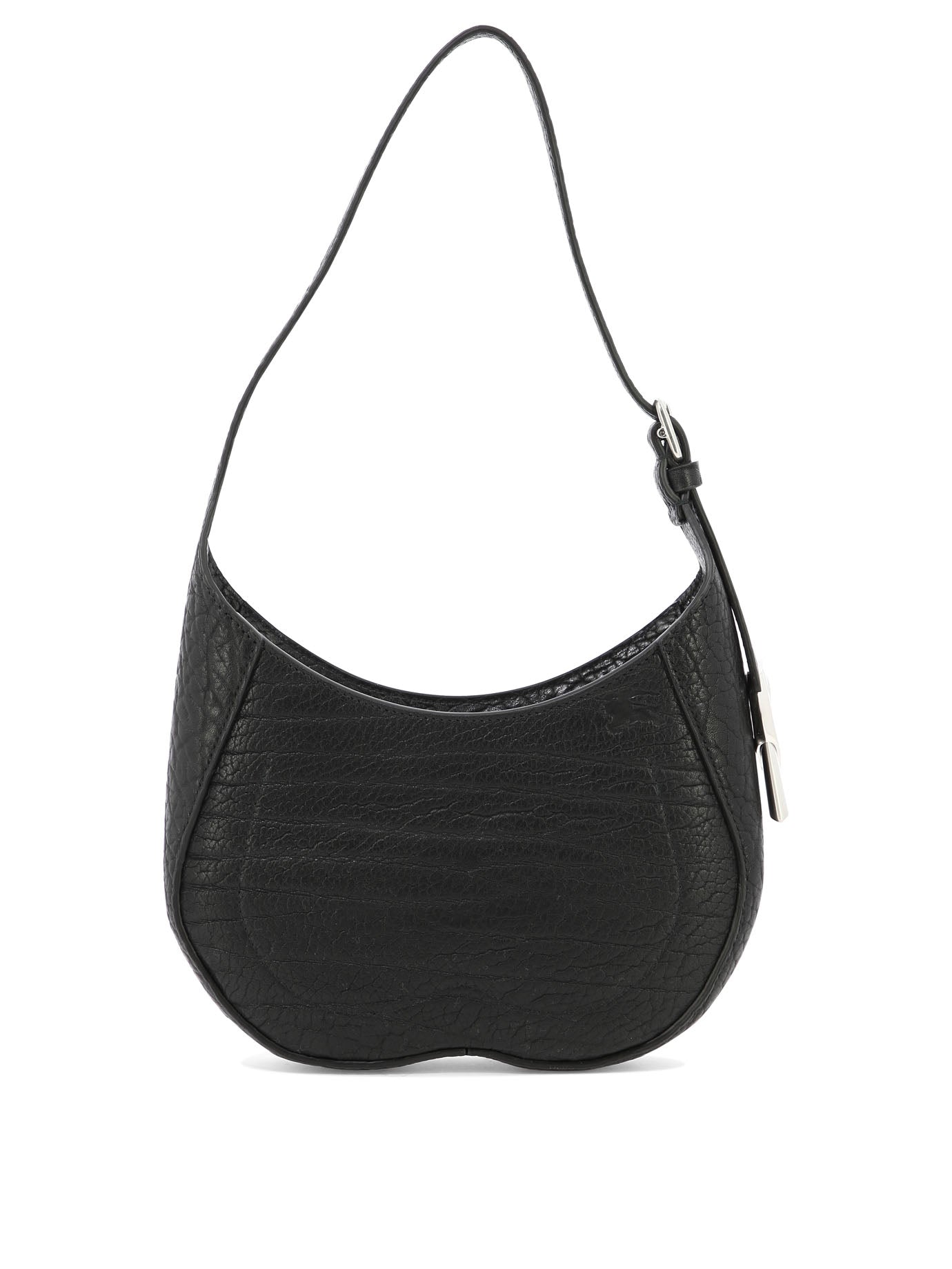 Shop Burberry Chic Mini Cess Black Leather Shoulder Bag With Brushed Metal Charm