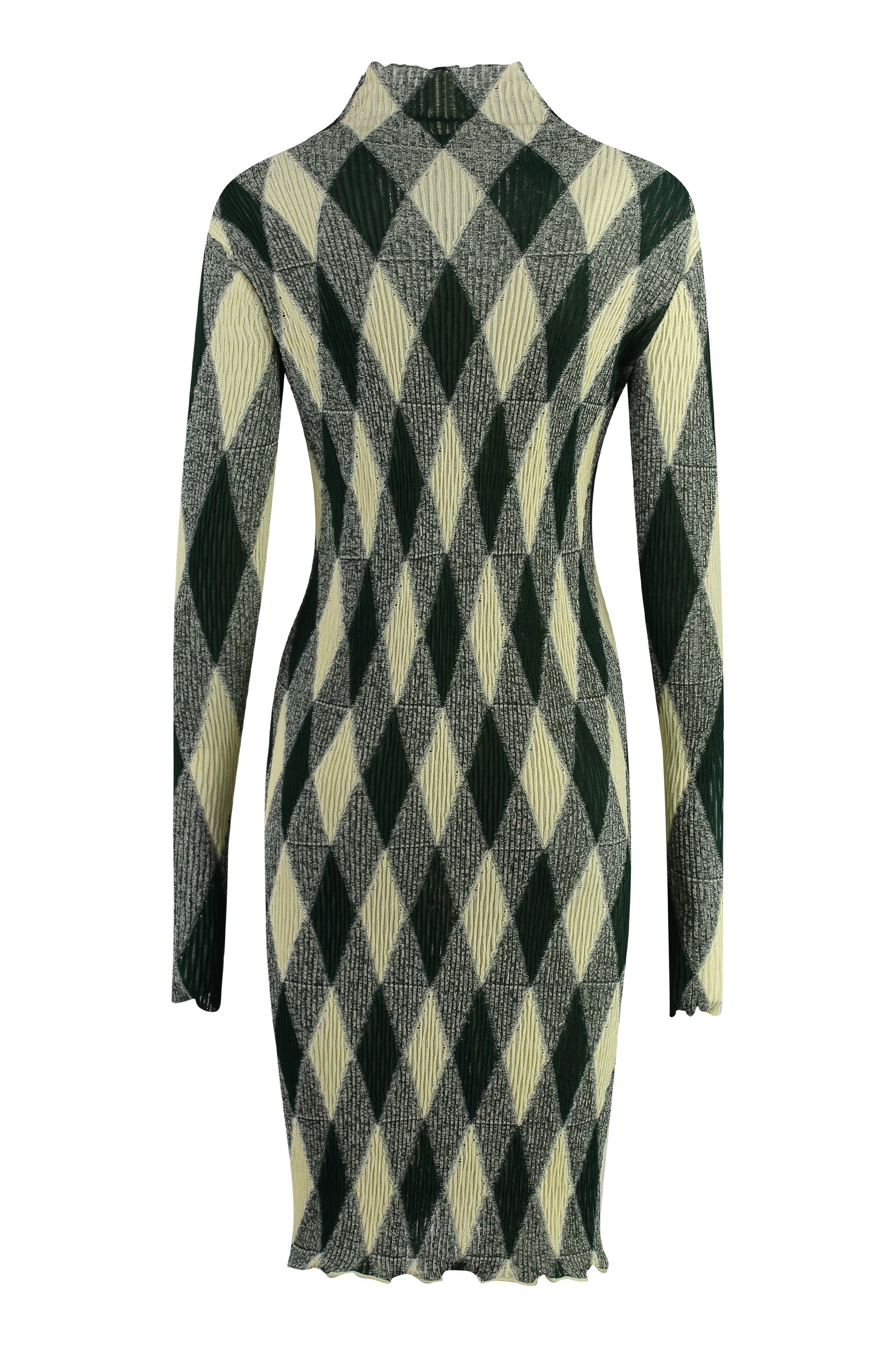 Shop Burberry Green Silk Cotton Dress With Argyle Pattern For Women
