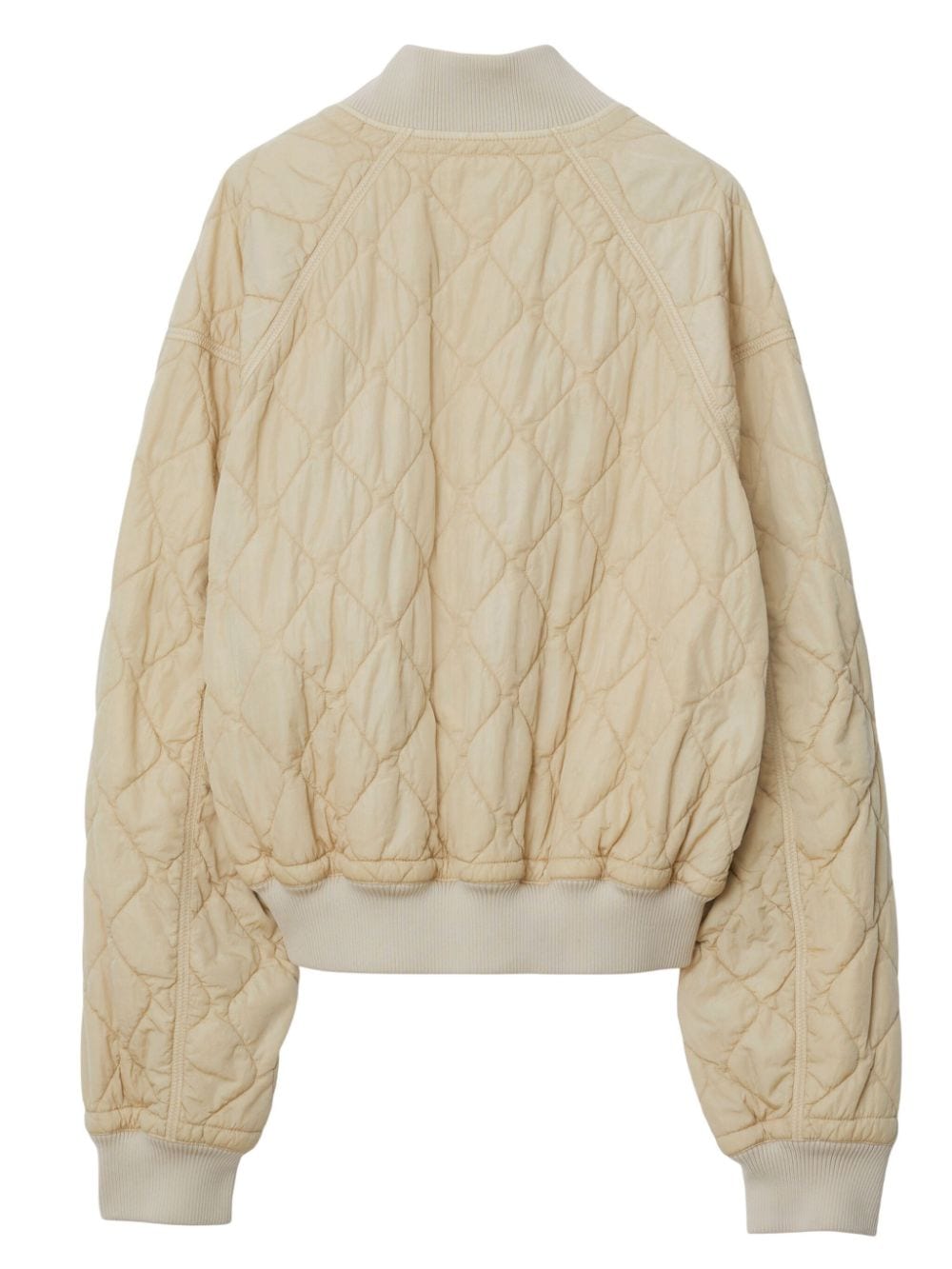 Shop Burberry Light Beige Quilted Nylon Bomber Jacket For Women In White
