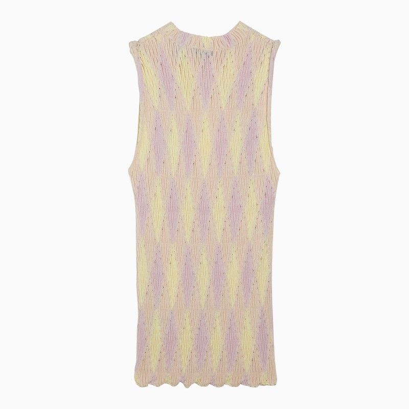 Shop Burberry Pink Argyle Sleeveless Jumper In Silk And Cotton