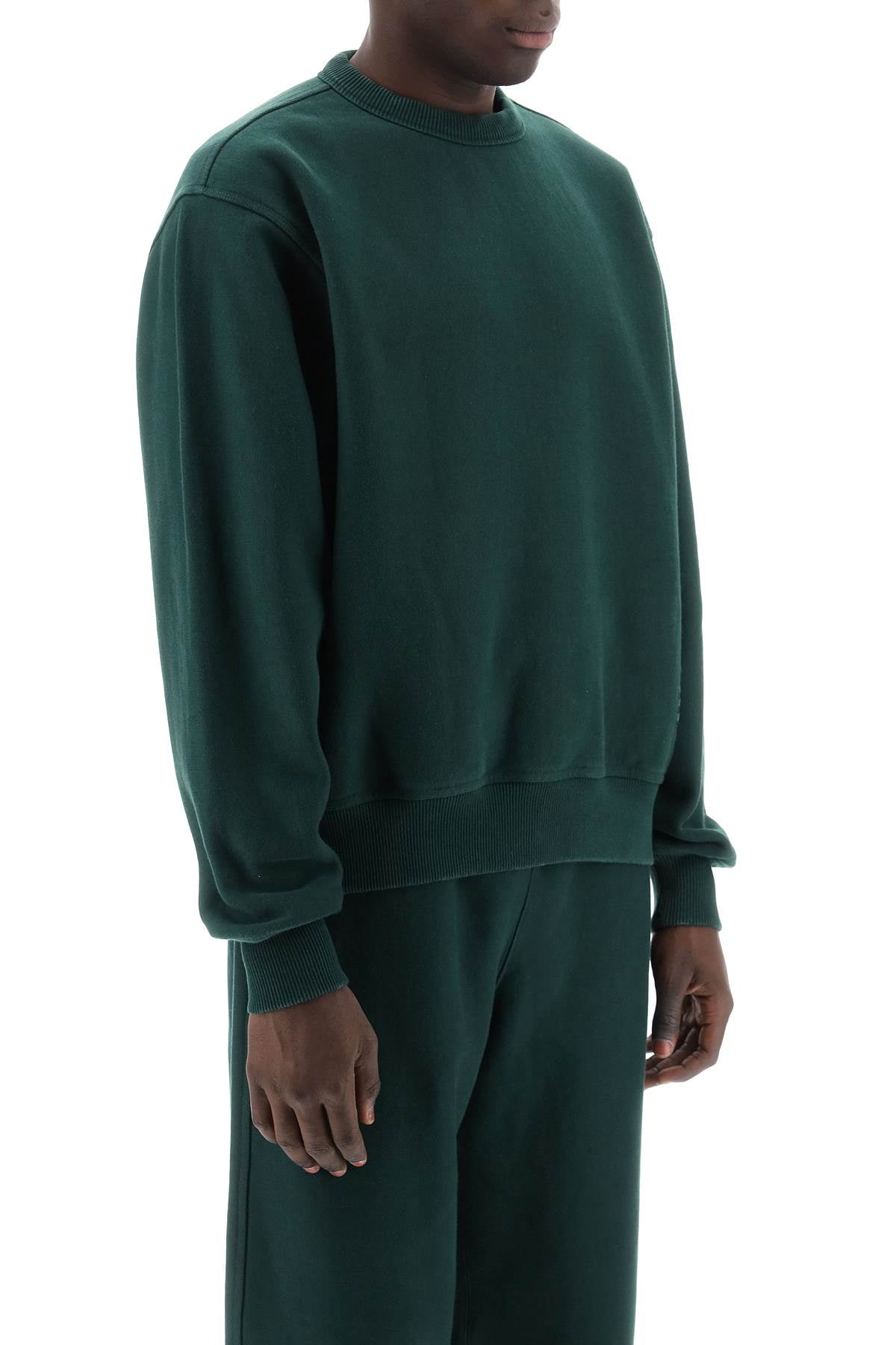 Shop Burberry Green Oversized Crewneck Sweatshirt For Men
