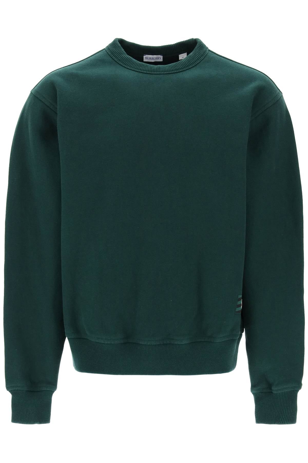 Shop Burberry Green Oversized Crewneck Sweatshirt For Men