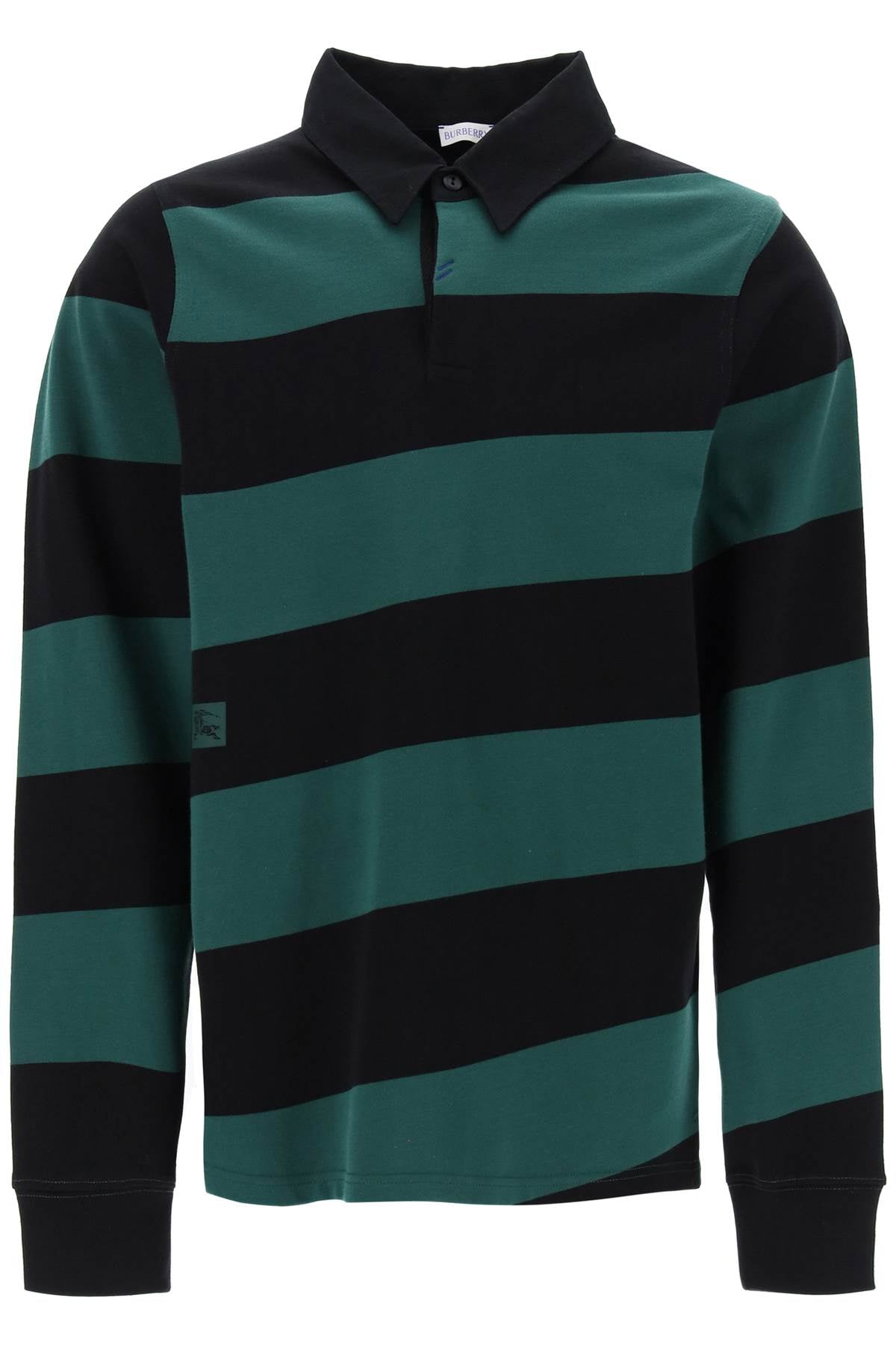 Shop Burberry Multicolored Striped Long Sleeve Polo Shirt For Men