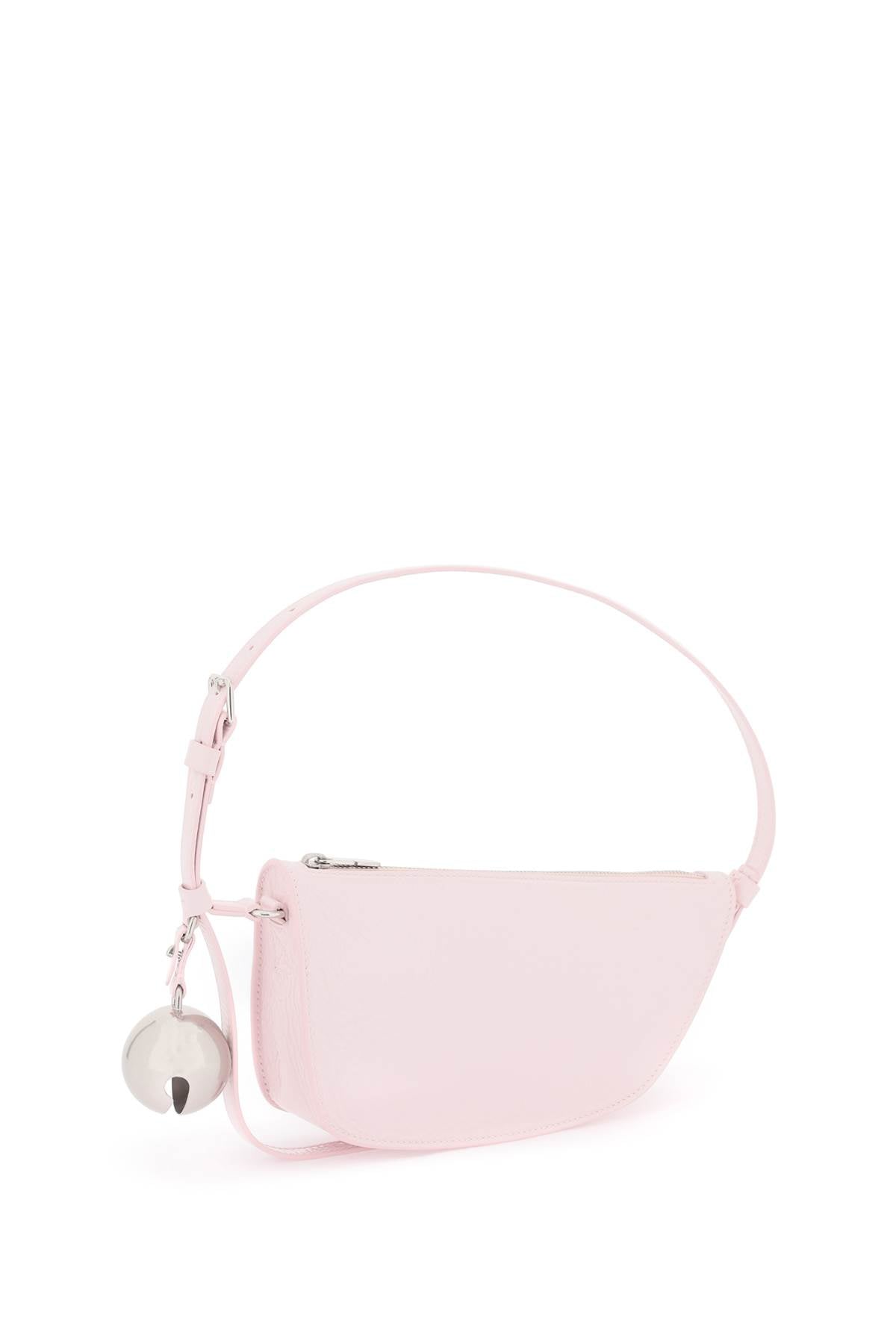 Shop Burberry Crinkled Patent Leather Shield Shoulder Handbag In Pink