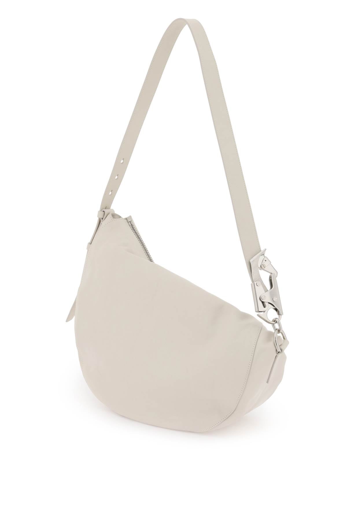 Shop Burberry Medium Knight Handbag In Cream-colored Crinkled Calfskin With Horse-shaped Clip And Hoop In Ivory