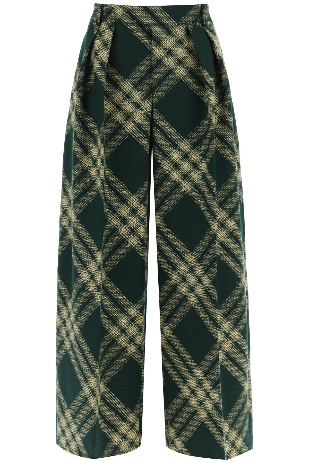 Shop Burberry Flared Check Palazzo Pants For Women In Multicolor