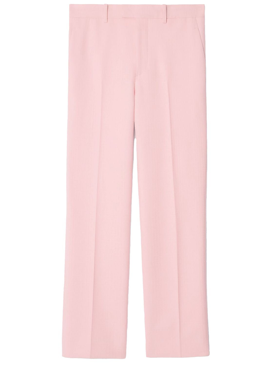 Shop Burberry Pink Wool Tailored Trousers For Women