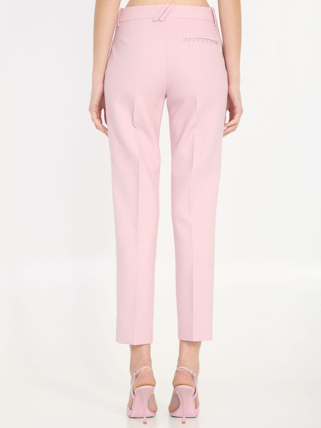 Shop Burberry Pink Wool Tailored Trousers For Women