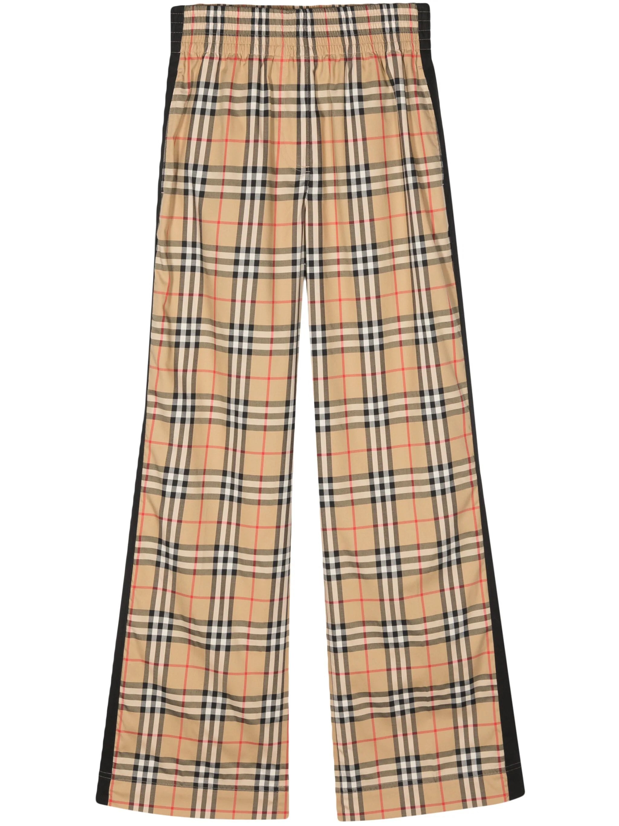 Shop Burberry Women's Louane Camel Checkered Trousers In Abeigeipch