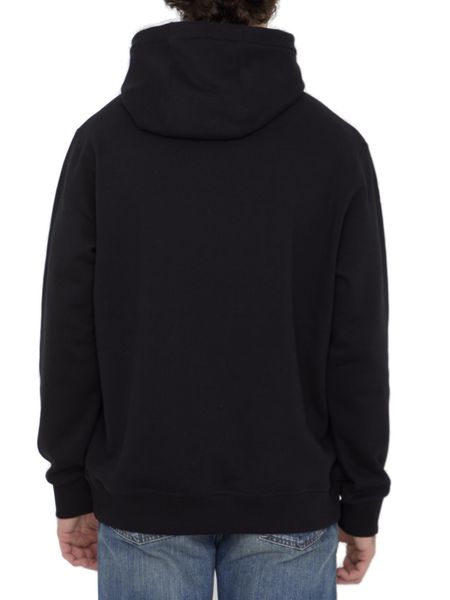 Shop Burberry Men's Black Hooded Sweatshirt With Iconic Logo Print