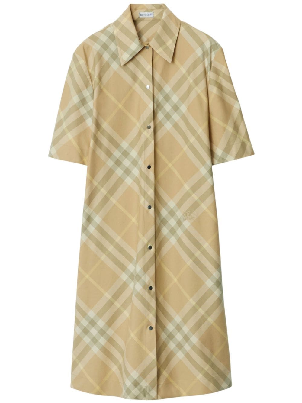 Shop Burberry Vintage Check Cotton Shirt Dress For Women In Beige