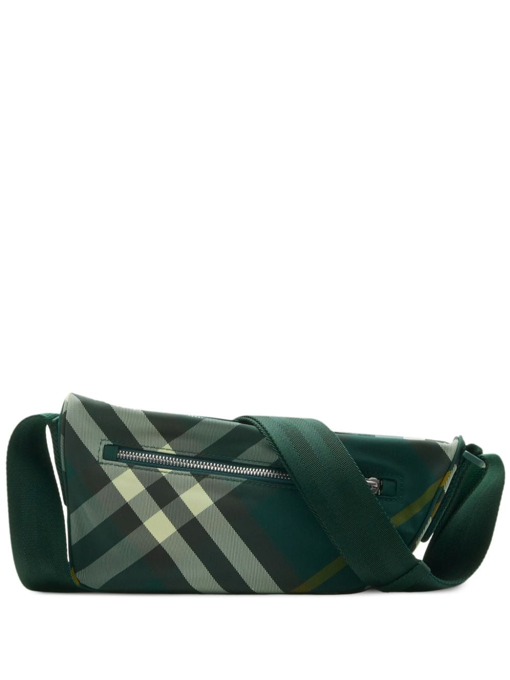 Shop Burberry Forest Green Plaid Check Crossbody Handbag For Men