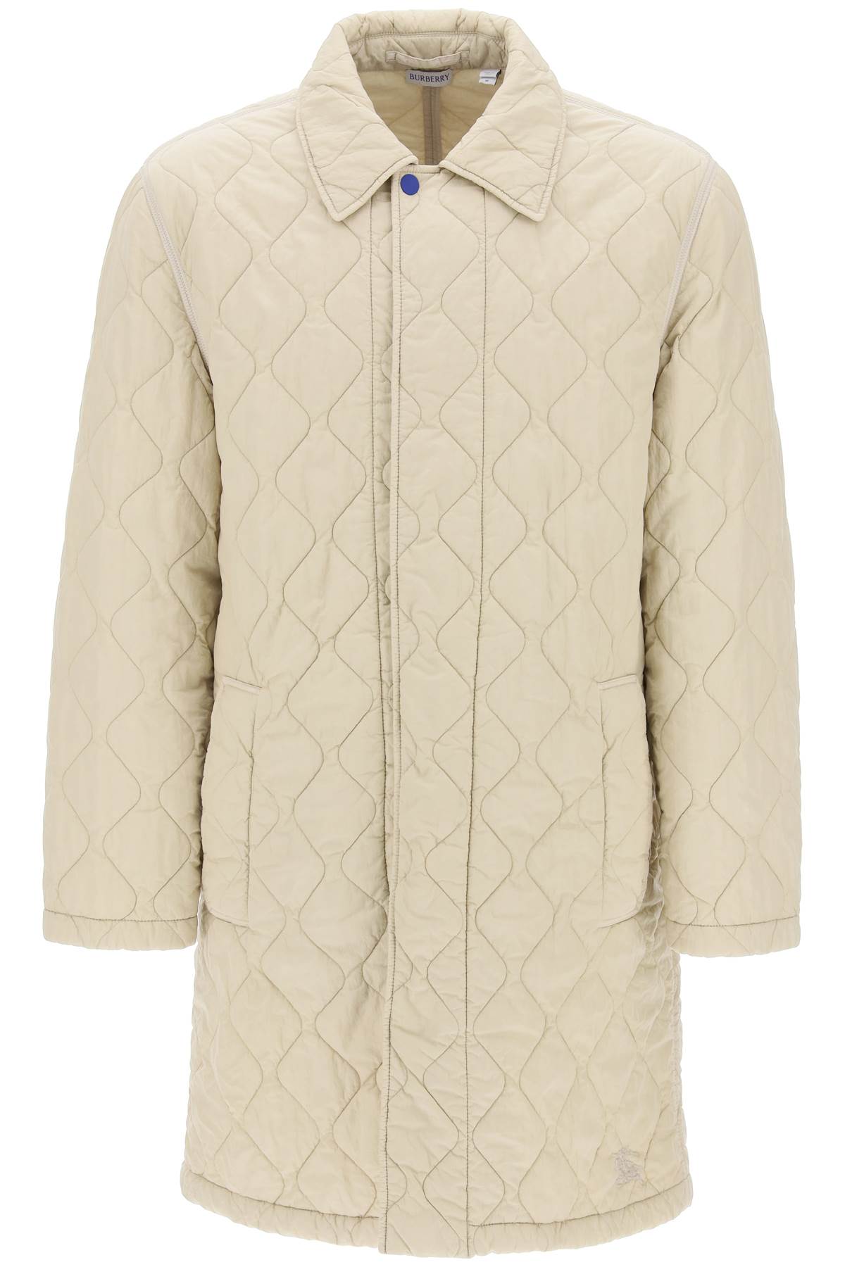 Shop Burberry Crinkled & Quilted Nylon Midi Car Jacket For Men In Grey