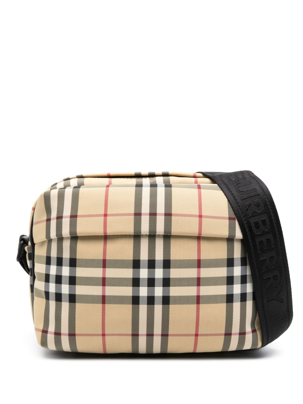 Shop Burberry Check Motif Crossbody Handbag In Archive Beige For Men Ss24