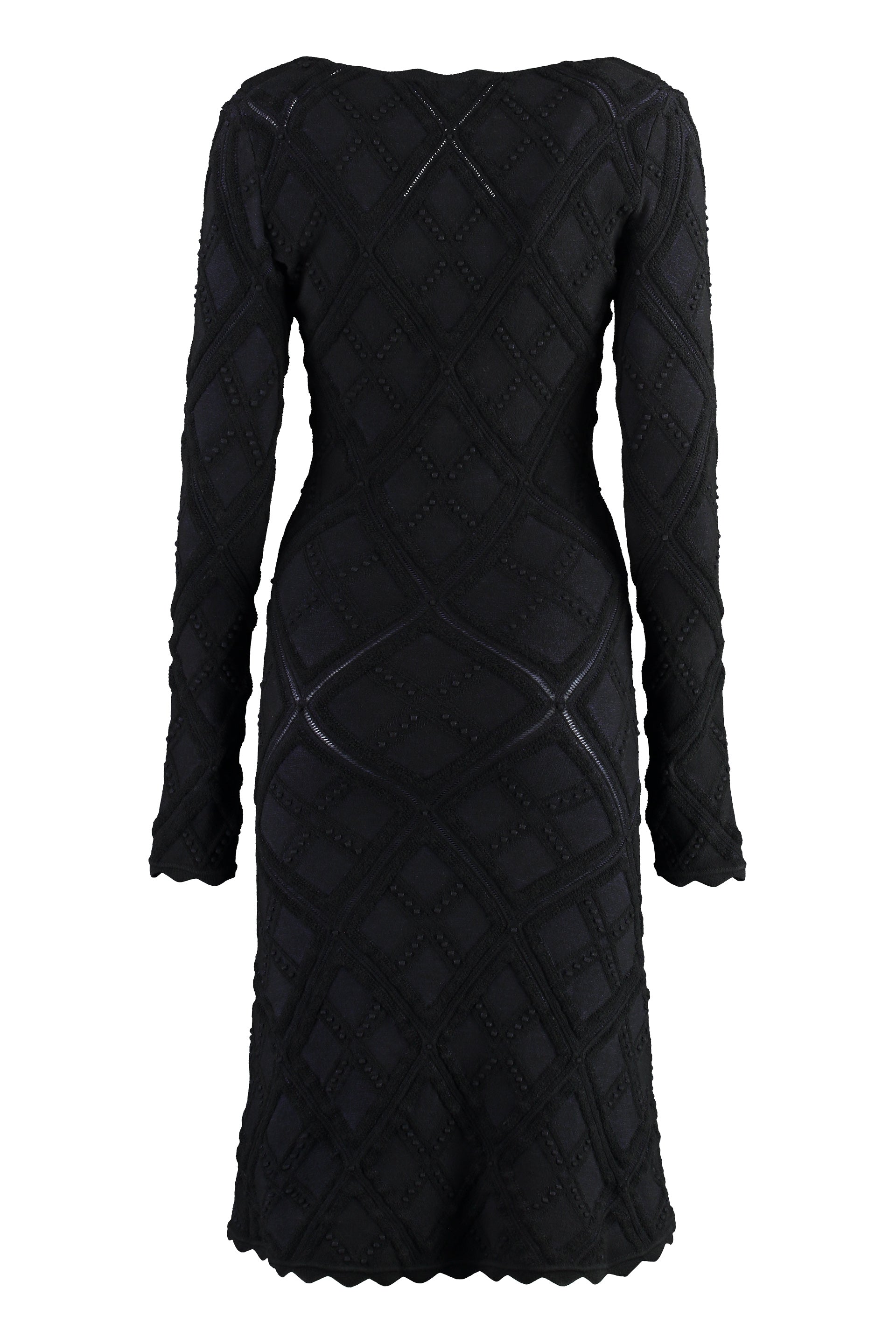 Shop Burberry Flared Hem Scalloped Detail Dress For Women In Black