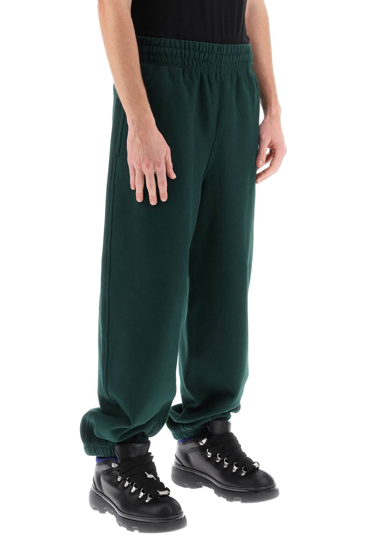 Shop Burberry Men's Heavyweight Cotton Sweatpants In Green For Ss24