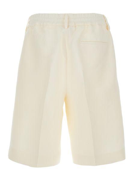 Shop Burberry White Tailored Bermuda Shorts For Men