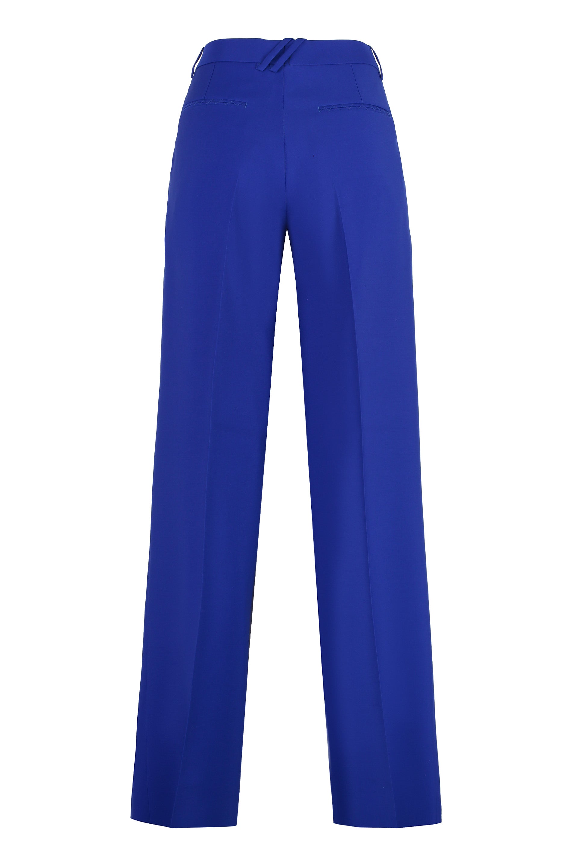 Shop Burberry Blue Virgin Wool Tailored Trousers For Women