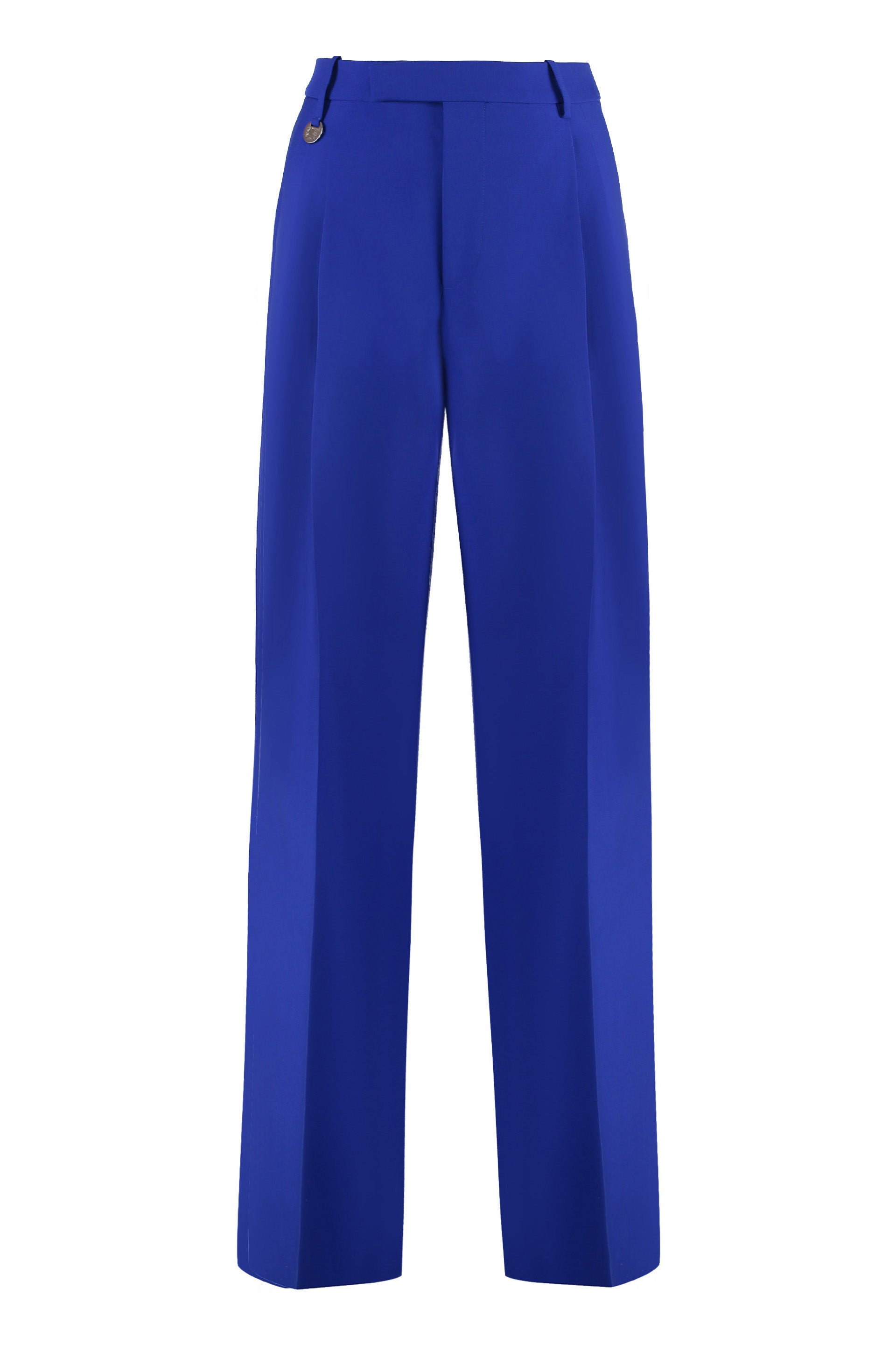 Shop Burberry Blue Virgin Wool Tailored Trousers For Women