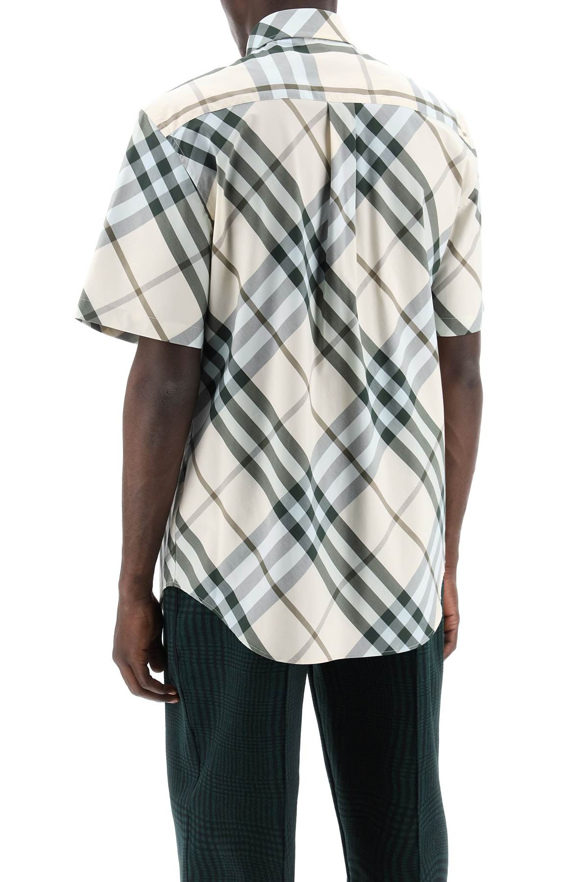 Shop Burberry Neutral Checkered Short-sleeved Shirt For Men In Grey