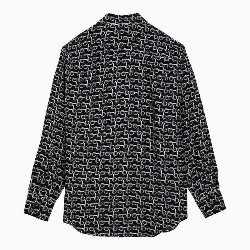 Shop Burberry Luxurious Black Silk Men's Shirt With B Motif In ["black"/ "print"]