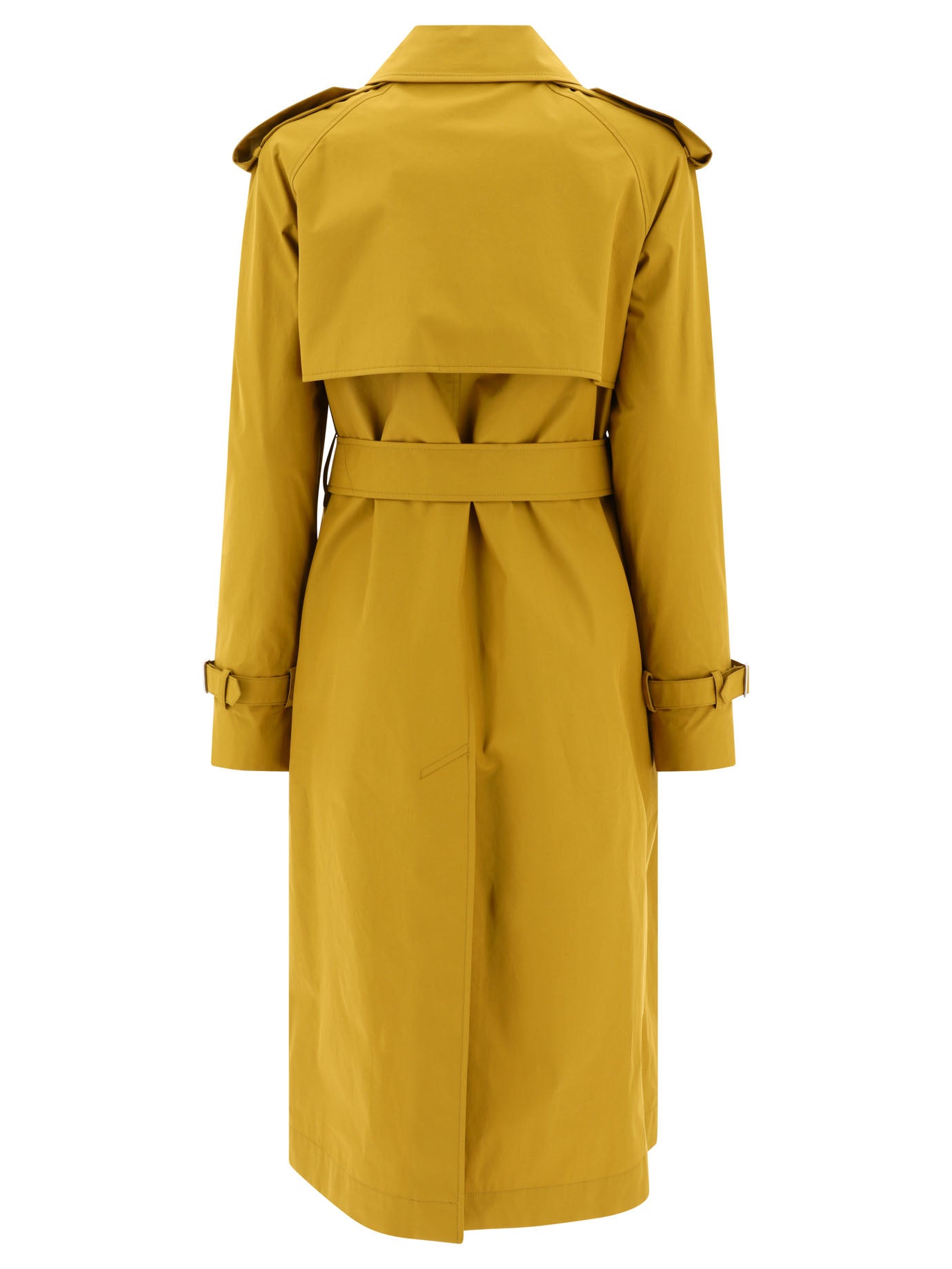 Shop Burberry Long Gabardine Trench Jacket For Women In Yellow