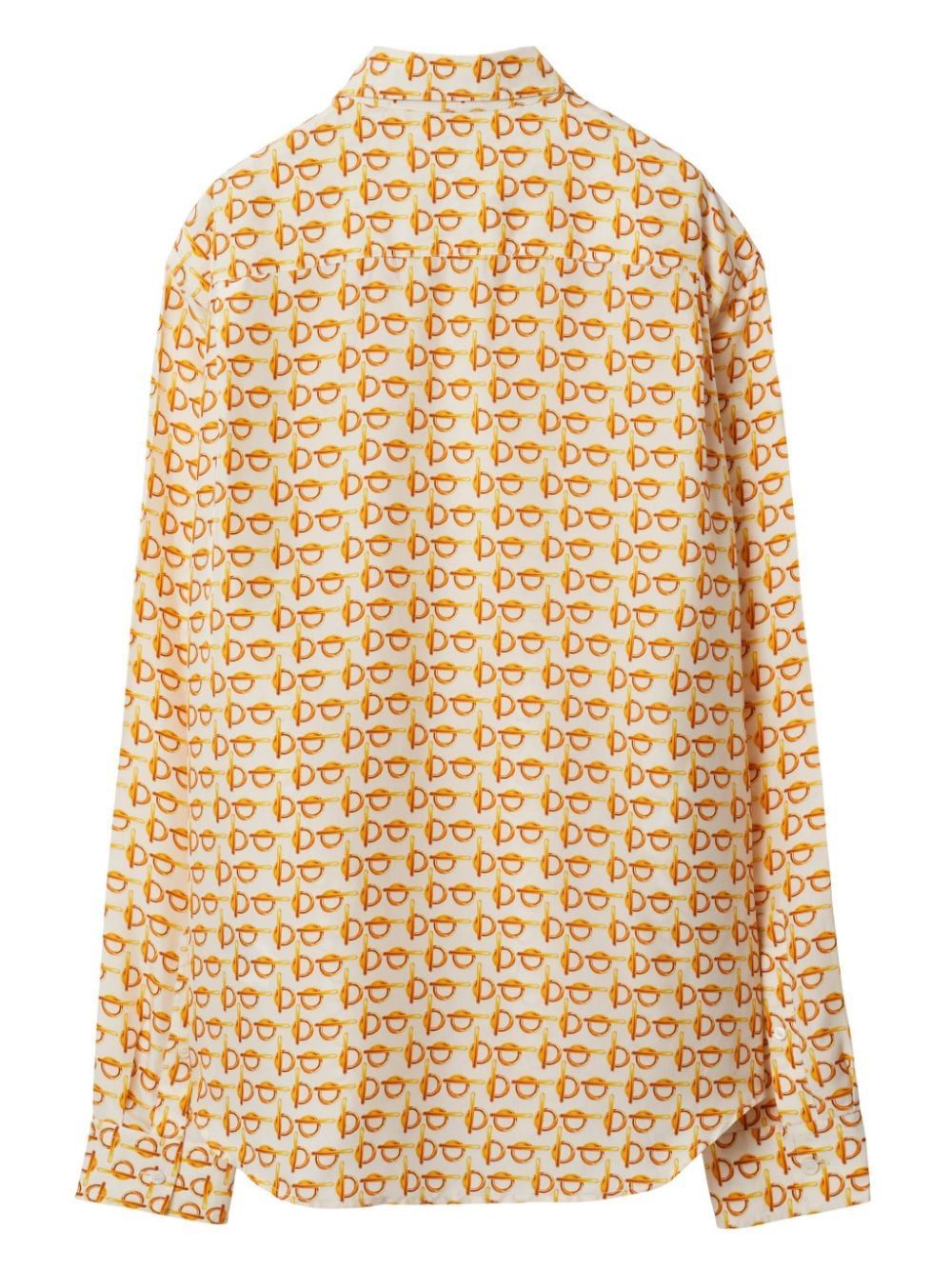 Shop Burberry Luxurious Gold And White Silk Shirt For Women In Goldwhite