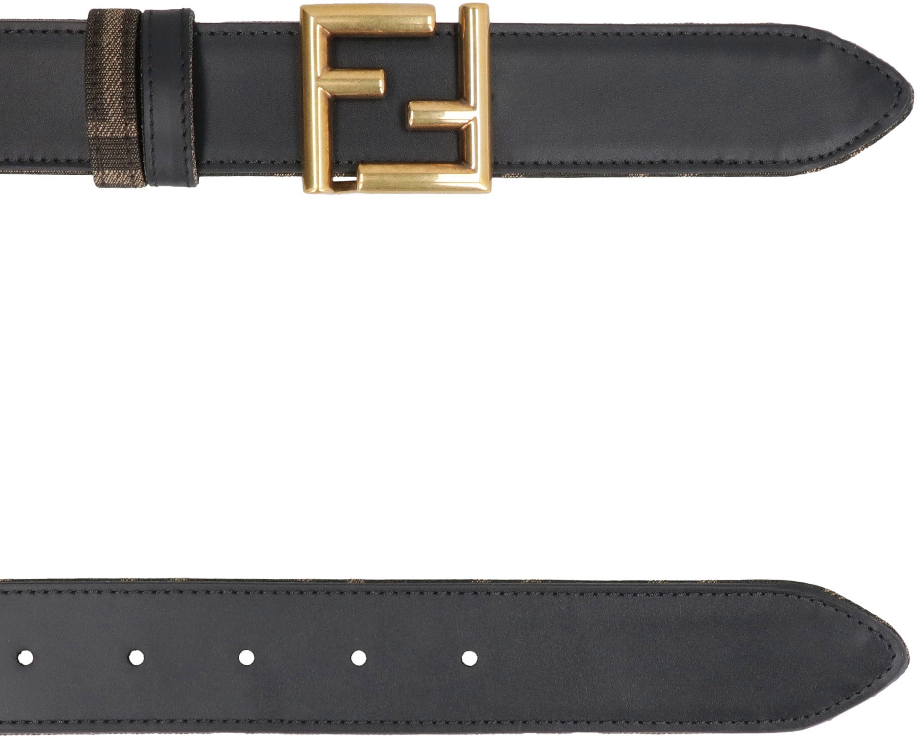 Shop Fendi Reversible Leather Belt For Women In Nertabmr