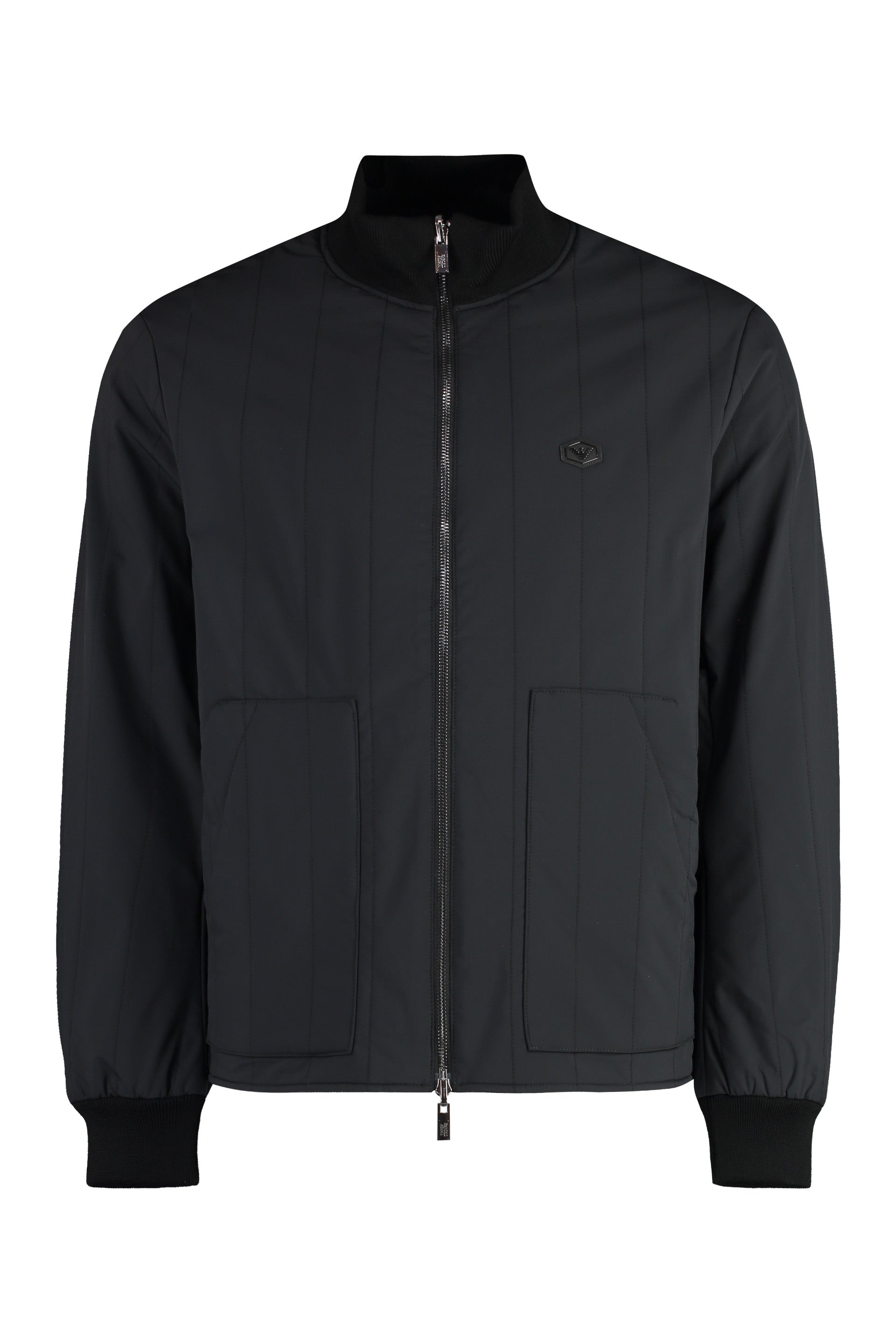 Shop Emporio Armani Modern Reversible Bomber Jacket For The Fashion-forward Man In Black