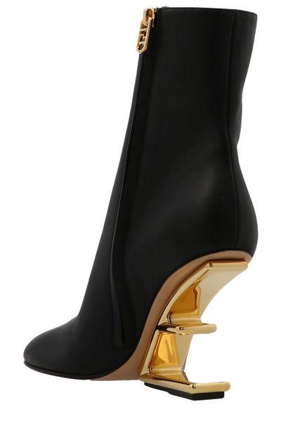 Shop Fendi Black Leather Ankle Boots For Women