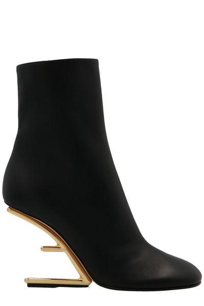 Shop Fendi Black Leather Ankle Boots For Women