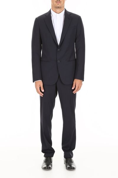 Shop Giorgio Armani Elevate Your Look With This Charcoal Grey Two-piece Suit For Men In Blue