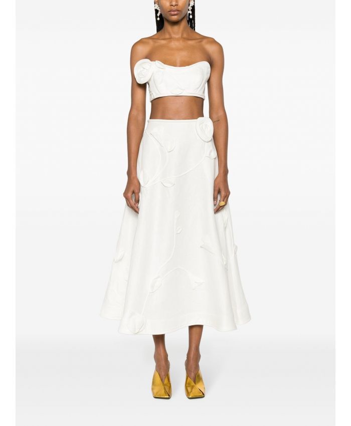Shop Zimmermann Matchmaker Floral-appliqué Linen Skirt In White