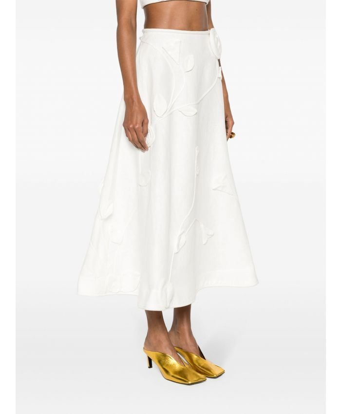 Shop Zimmermann Matchmaker Floral-appliqué Linen Skirt In White
