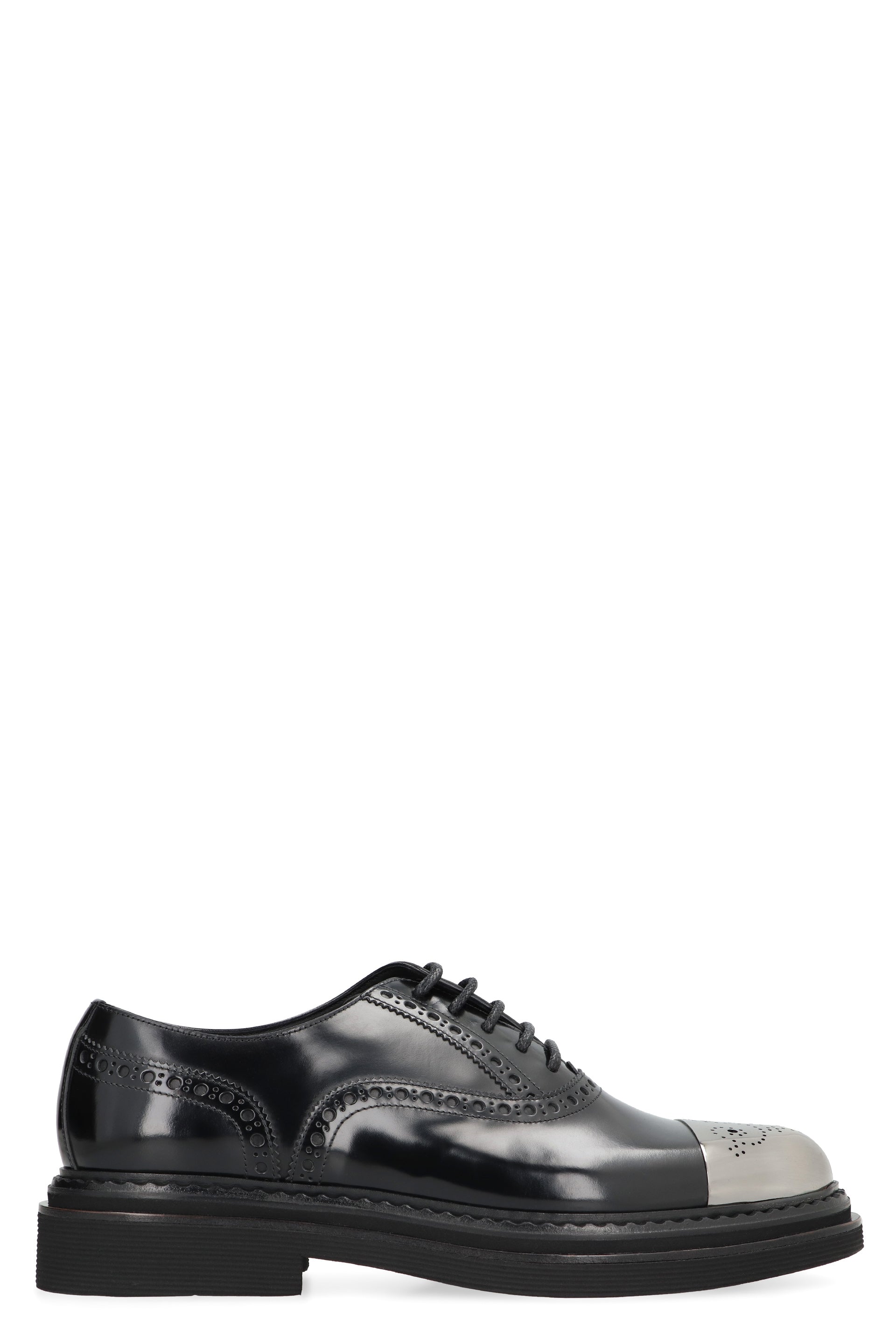 Dolce & Gabbana Men's Black Leather Lace-up Brogues For Fw24