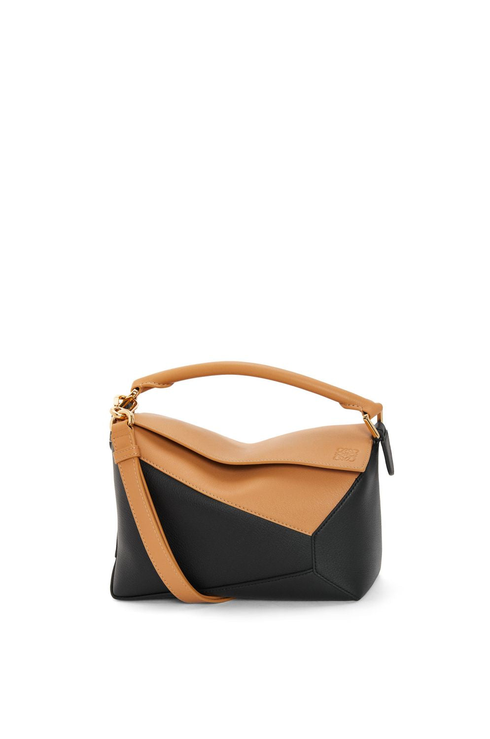 Shop Loewe Tan Calfskin Mini Puzzle Handbag For Women In Beige