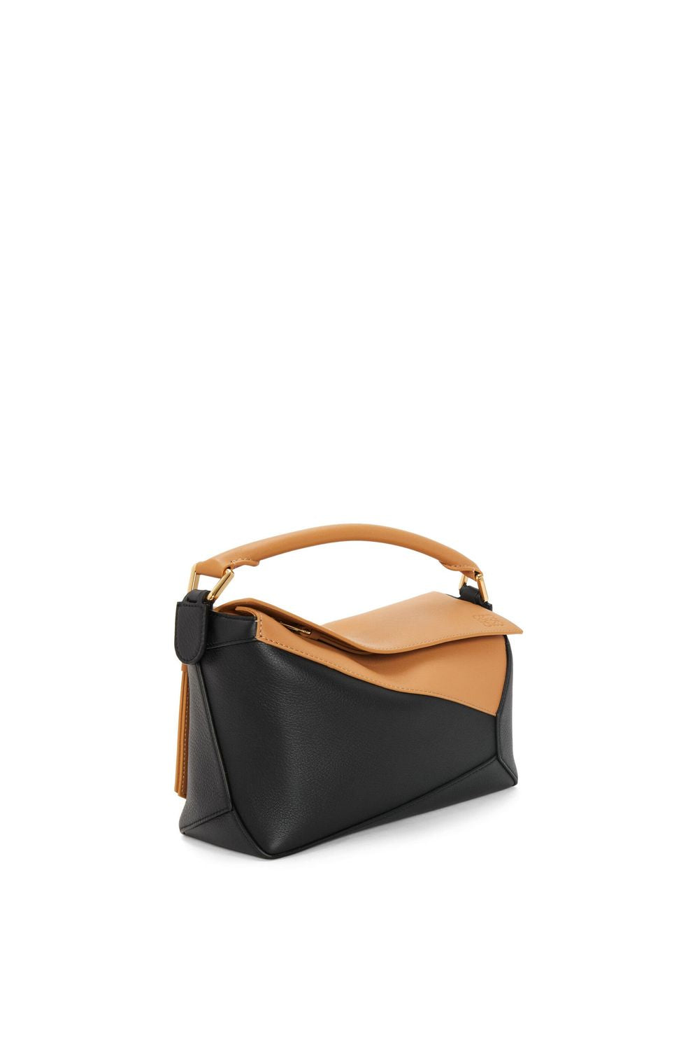Shop Loewe Small Puzzle Handbag In Beige And Brown Calfskin
