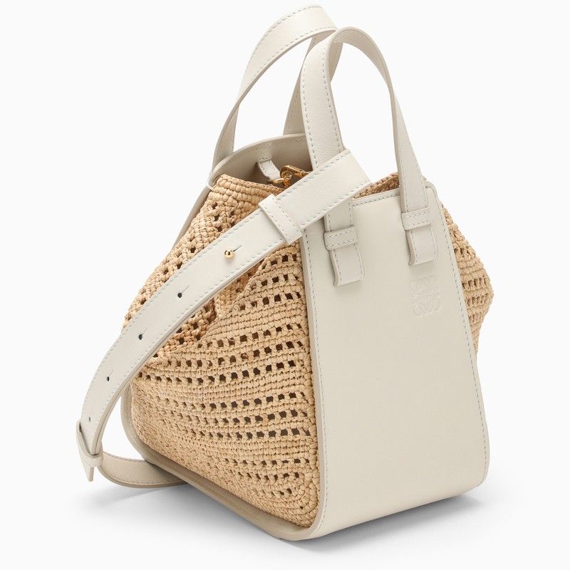 Shop Loewe Hammock Natural/white Leather Handbag