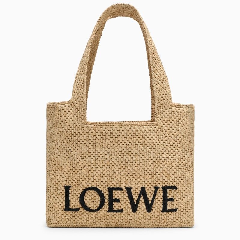 Shop Loewe Large Natural Raffia Handbag For Women In Silver