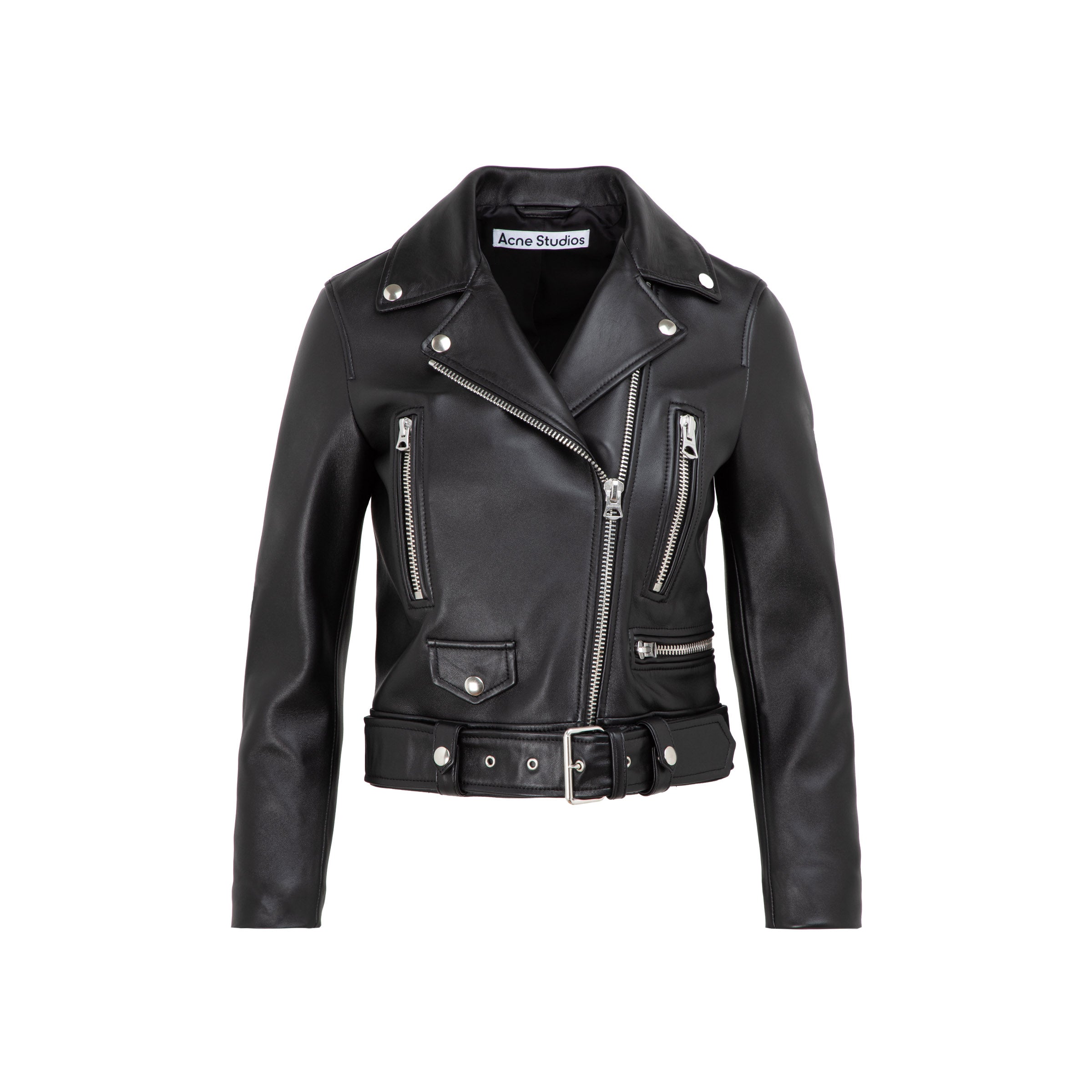 Acne Studios Sleek Black Leather Jacket – Ss24 Collection For Women