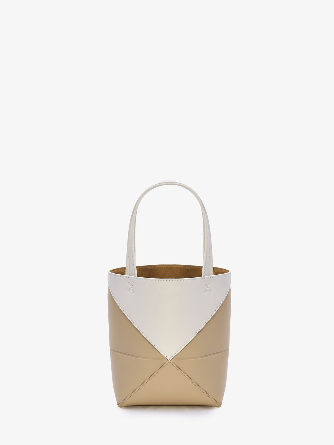Shop Loewe Mini Puzzle Two-tone Fold Tote Handbag In White
