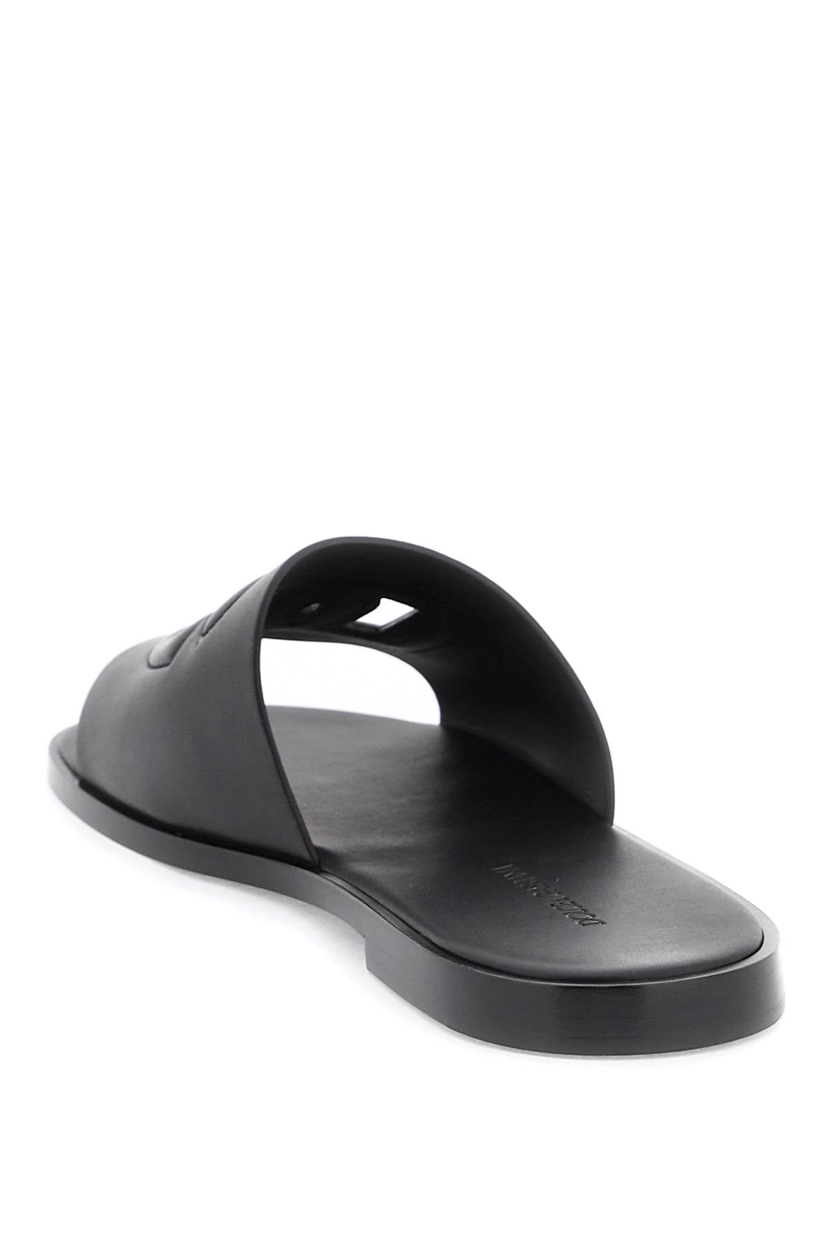 Shop Dolce & Gabbana Quilted Dg Cut-out Slide Sandals In Black