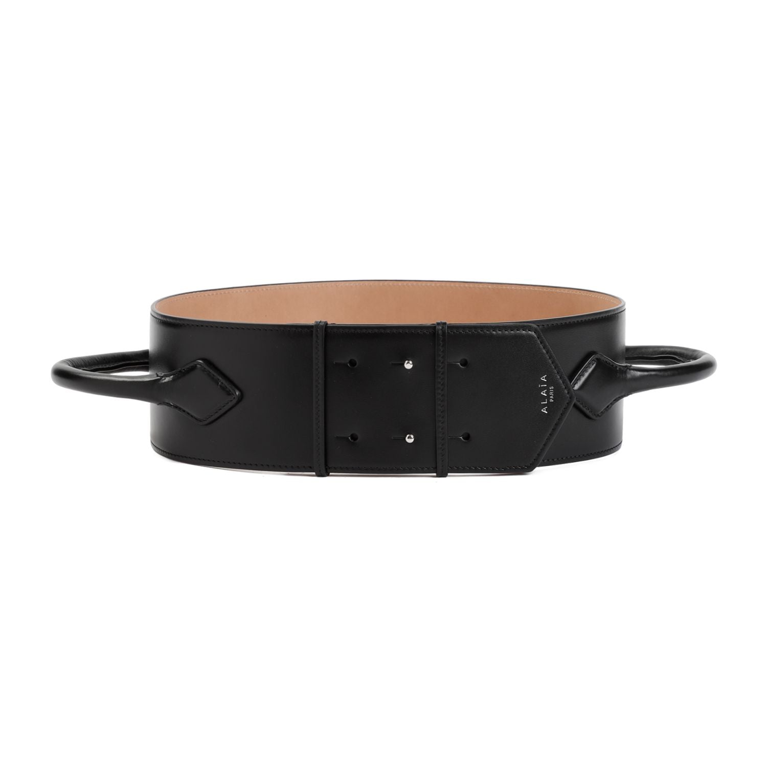 Alaïa Black Leather Teckel Handle Belt For Women