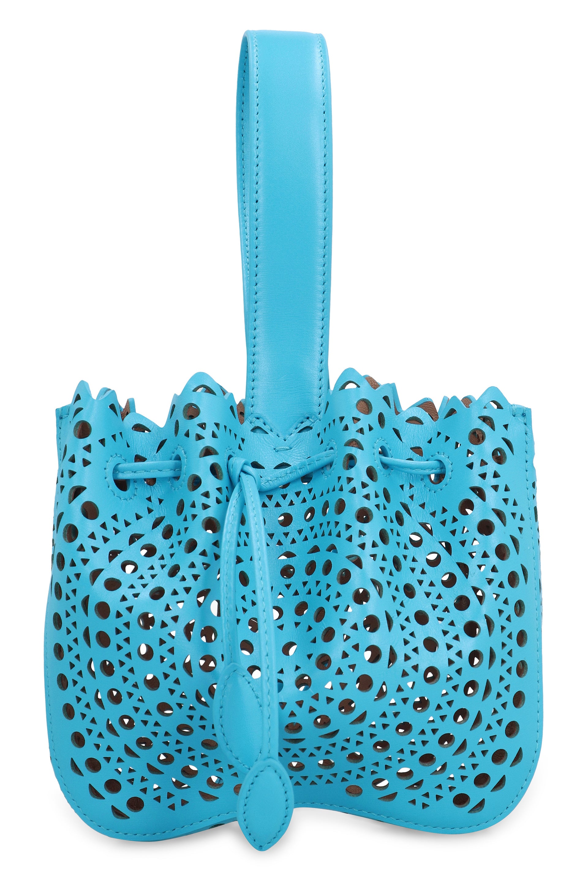 Alaïa Blue Decorative Perforated Leather Handbag For Women