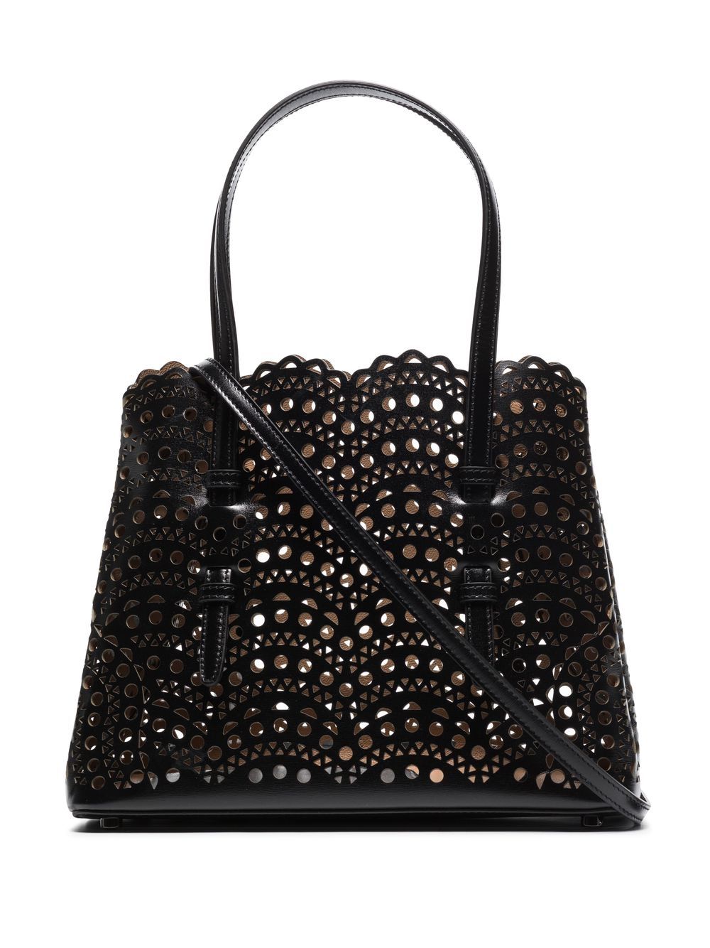 Alaïa Black Cut-out Leather Handbag For Women In Noir