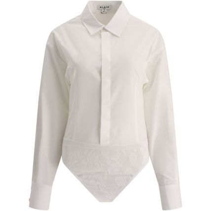 Shop Alaïa White Cotton Shirt With Lace Culotte For Women