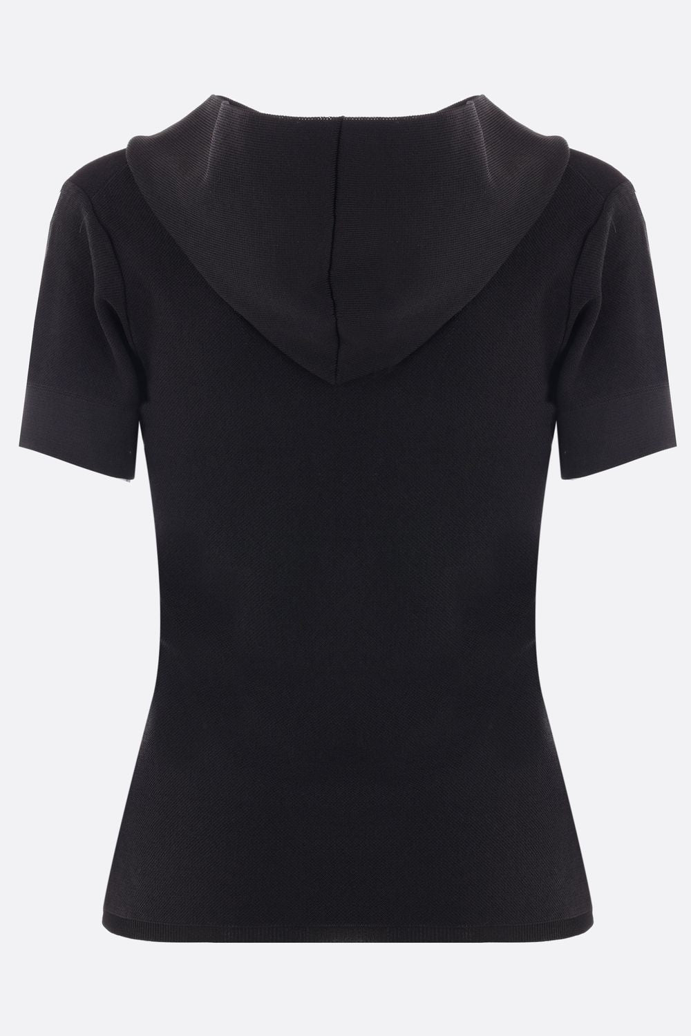 Shop Alaïa Pique Knit Hooded Top In Black