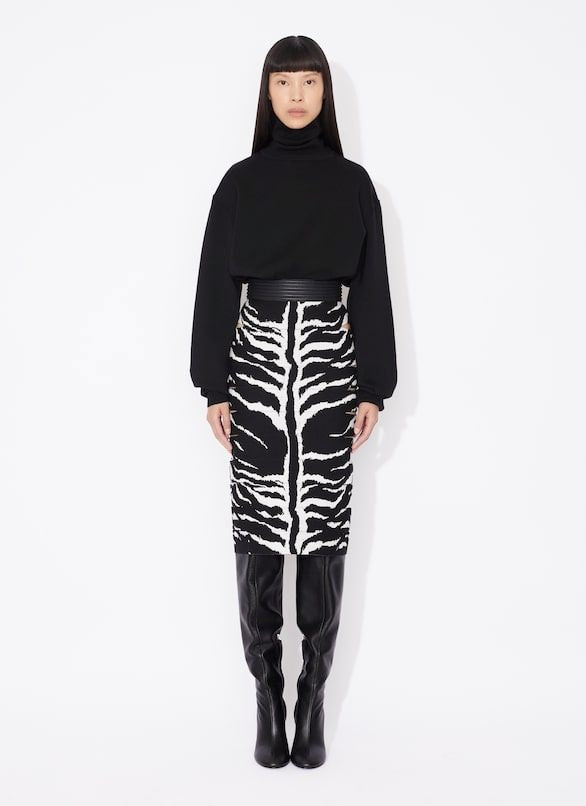 Shop Alaïa Zebra Pencil Skirt In Black For Women | Ss24