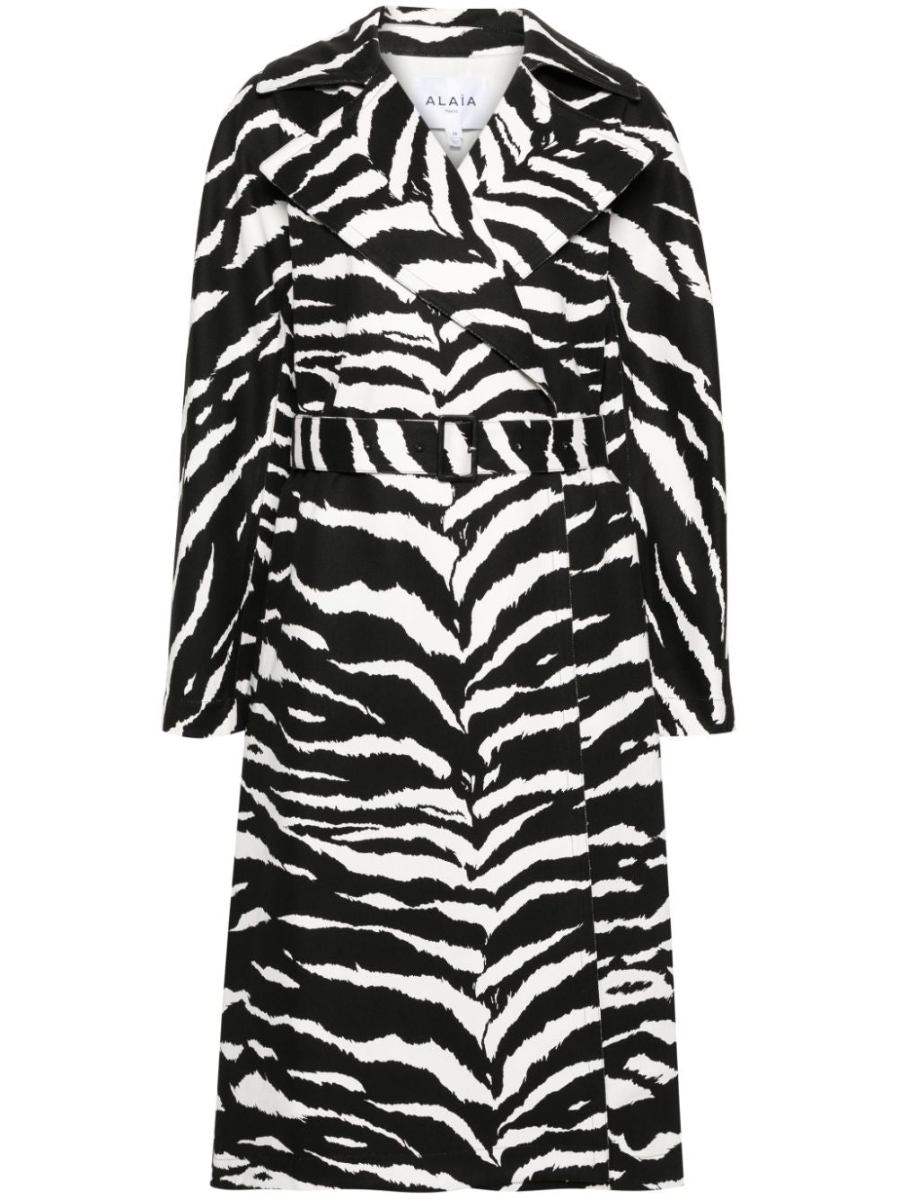 Shop Alaïa Animal Print Denim Trench Jacket For Women In Black
